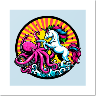 Unicorn Versus Octopus Posters and Art